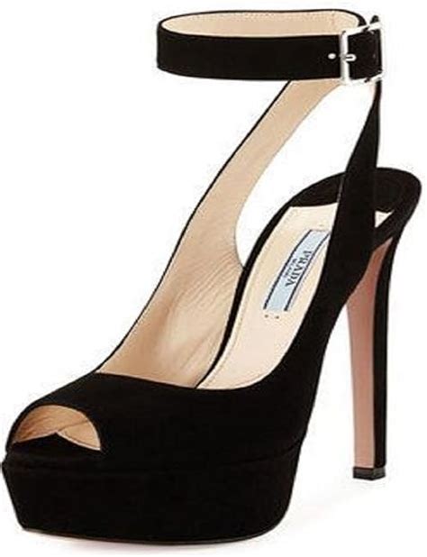 prada calzature donna nero platform suede pump|Prada shoes for women.